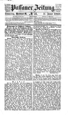 Passauer Zeitung Donnerstag 31. Januar 1867