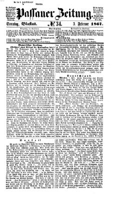 Passauer Zeitung Sonntag 3. Februar 1867