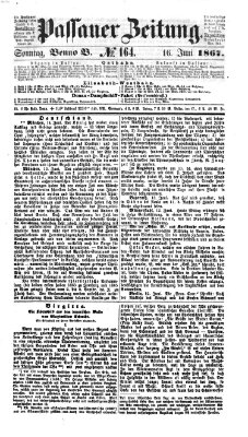 Passauer Zeitung Sonntag 16. Juni 1867