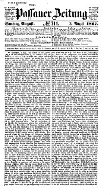 Passauer Zeitung Samstag 3. August 1867