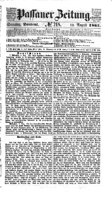 Passauer Zeitung Samstag 10. August 1867