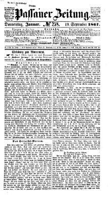 Passauer Zeitung Donnerstag 19. September 1867