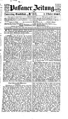 Passauer Zeitung Donnerstag 3. Oktober 1867