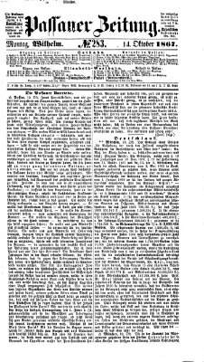 Passauer Zeitung Montag 14. Oktober 1867