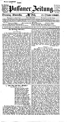 Passauer Zeitung Dienstag 15. Oktober 1867