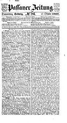 Passauer Zeitung Donnerstag 17. Oktober 1867