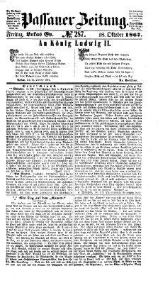 Passauer Zeitung Freitag 18. Oktober 1867