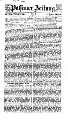 Passauer Zeitung Freitag 3. Januar 1868