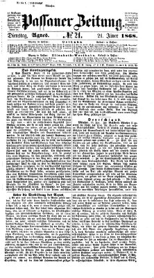 Passauer Zeitung Dienstag 21. Januar 1868