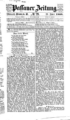 Passauer Zeitung Mittwoch 29. Januar 1868