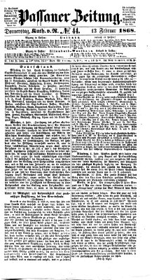 Passauer Zeitung Donnerstag 13. Februar 1868