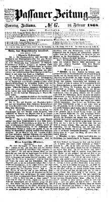 Passauer Zeitung Sonntag 16. Februar 1868