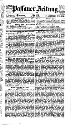 Passauer Zeitung Dienstag 18. Februar 1868