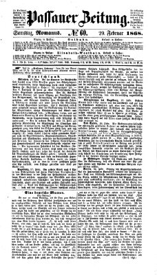 Passauer Zeitung Samstag 29. Februar 1868