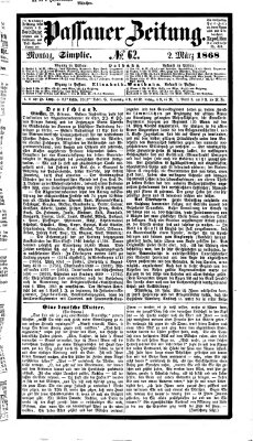 Passauer Zeitung Montag 2. März 1868