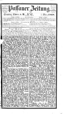 Passauer Zeitung Samstag 7. März 1868