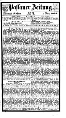 Passauer Zeitung Mittwoch 11. März 1868