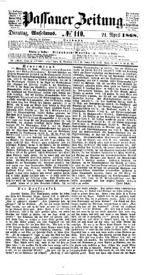 Passauer Zeitung Dienstag 21. April 1868