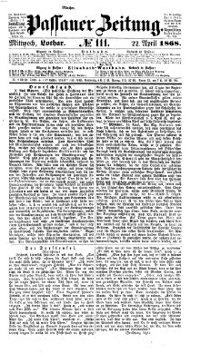 Passauer Zeitung Mittwoch 22. April 1868