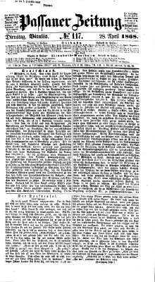 Passauer Zeitung Dienstag 28. April 1868