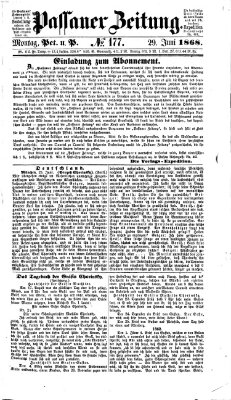 Passauer Zeitung Montag 29. Juni 1868