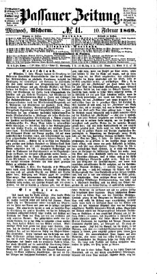 Passauer Zeitung Mittwoch 10. Februar 1869