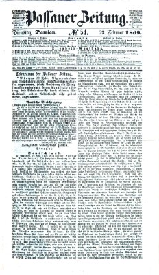 Passauer Zeitung Dienstag 23. Februar 1869