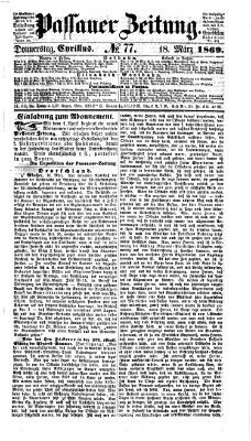 Passauer Zeitung Donnerstag 18. März 1869