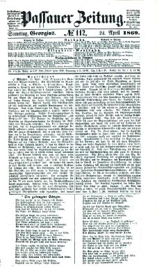 Passauer Zeitung Samstag 24. April 1869