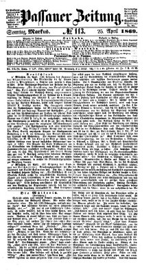 Passauer Zeitung Sonntag 25. April 1869