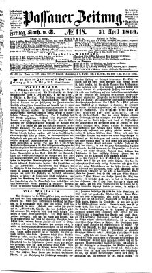 Passauer Zeitung Freitag 30. April 1869