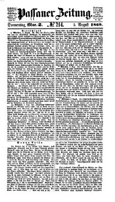 Passauer Zeitung Donnerstag 5. August 1869