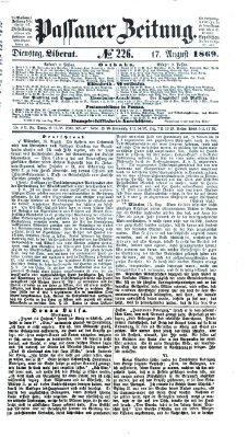 Passauer Zeitung Dienstag 17. August 1869