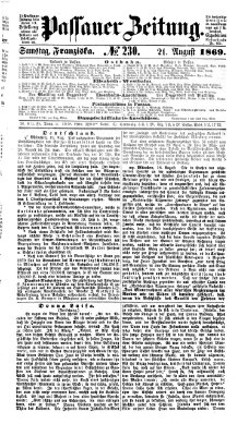 Passauer Zeitung Samstag 21. August 1869