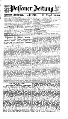 Passauer Zeitung Sonntag 22. August 1869