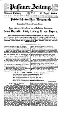 Passauer Zeitung Mittwoch 25. August 1869