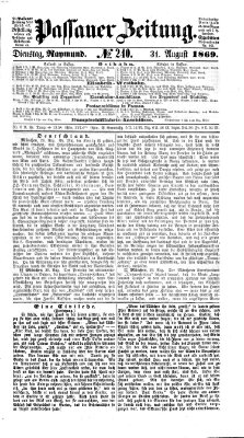 Passauer Zeitung Dienstag 31. August 1869