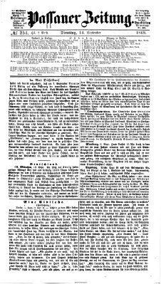 Passauer Zeitung Dienstag 14. September 1869