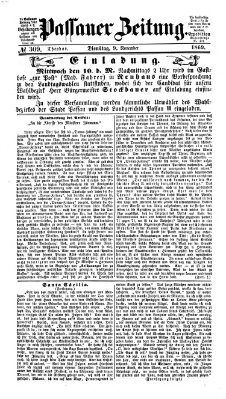 Passauer Zeitung Dienstag 9. November 1869