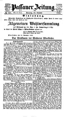 Passauer Zeitung Sonntag 21. November 1869