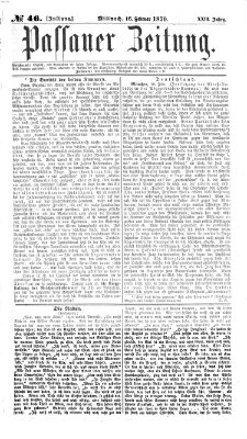 Passauer Zeitung Mittwoch 16. Februar 1870