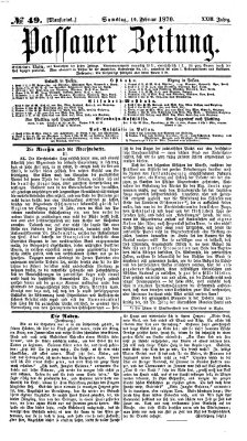 Passauer Zeitung Samstag 19. Februar 1870