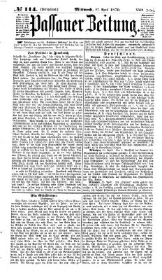 Passauer Zeitung Mittwoch 27. April 1870