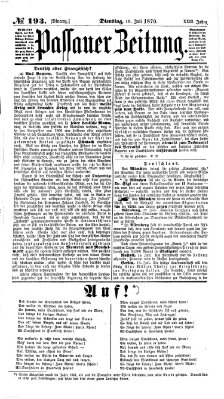 Passauer Zeitung Dienstag 19. Juli 1870