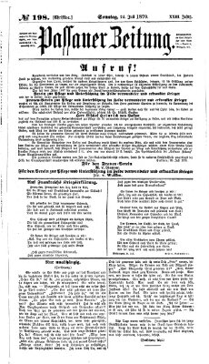 Passauer Zeitung Sonntag 24. Juli 1870