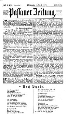 Passauer Zeitung Mittwoch 10. August 1870