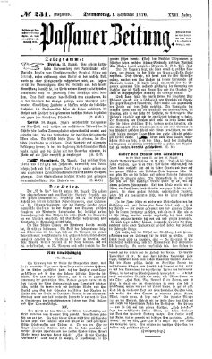 Passauer Zeitung Donnerstag 1. September 1870