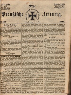 Neue preußische Zeitung Donnerstag 10. Mai 1849