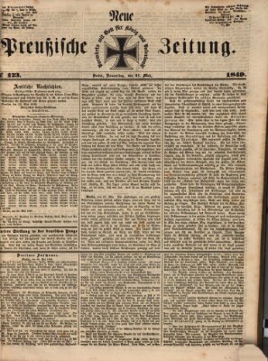 Neue preußische Zeitung Donnerstag 31. Mai 1849