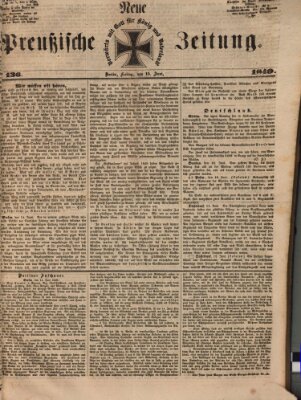 Neue preußische Zeitung Freitag 15. Juni 1849